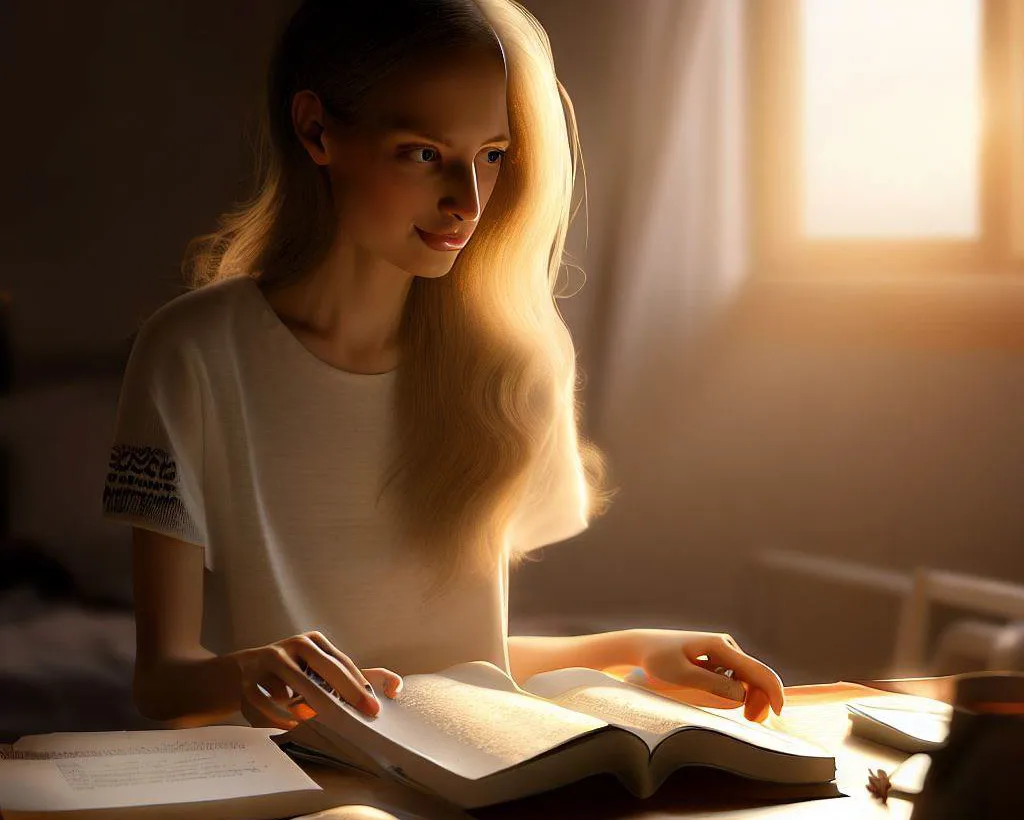 Girl study in the early morning