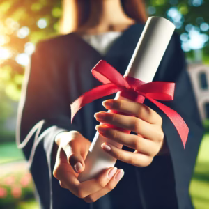 young university graduates hands holding diplomas after university graduating outdoors
